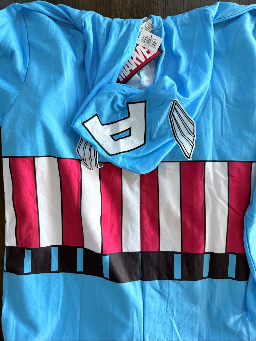 Captain America Hero Adult XL Costume Hoodie Onesie - Picture 6 of 8